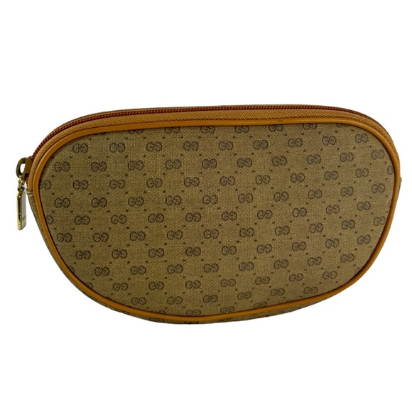 70's GUCCI Beige Canvas Micro Supreme GG Pattern Makeup Pouch Bag Authenticated - Picture 13 of 15